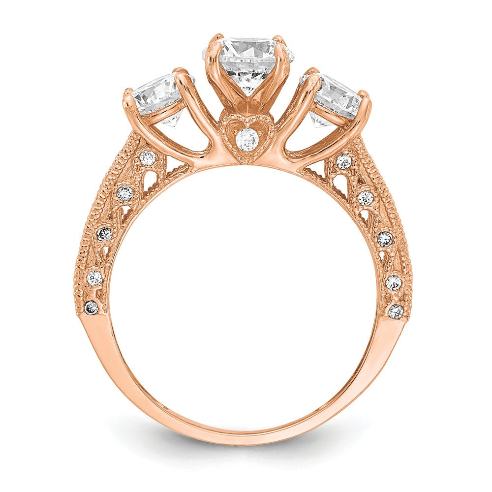 10K Tiara Collection Rose Gold Polished CZ Ring, Size: 7