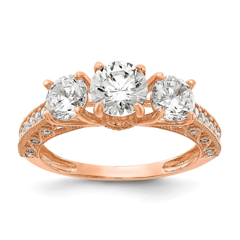 10K Tiara Collection Rose Gold Polished CZ Ring, Size: 7