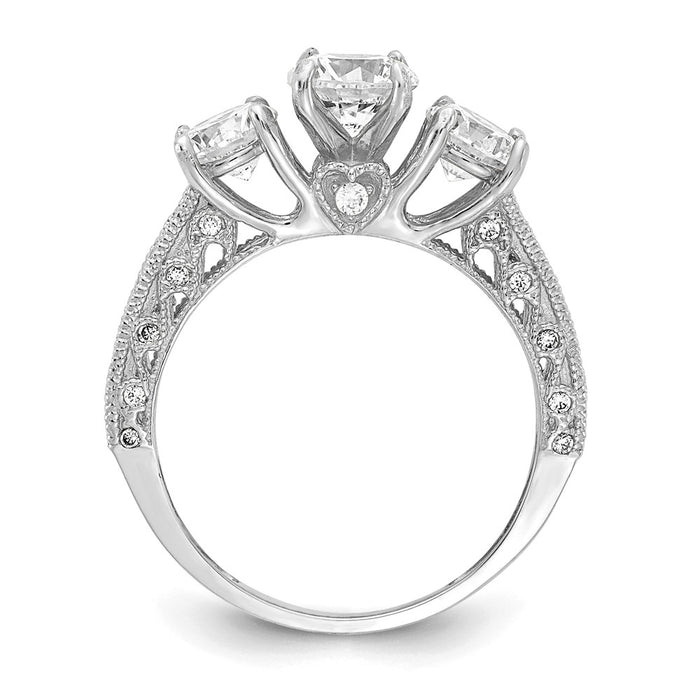 10K Tiara Collection White Gold Polished CZ Ring, Size: 7