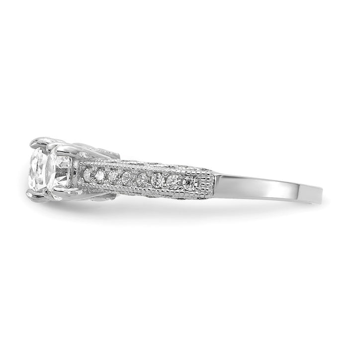 10K Tiara Collection White Gold Polished CZ Ring, Size: 7