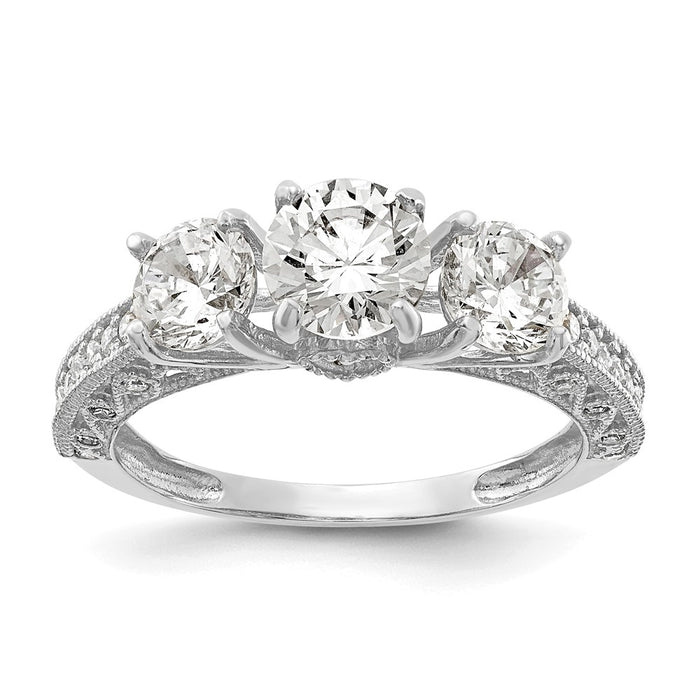 10K Tiara Collection White Gold Polished CZ Ring, Size: 7