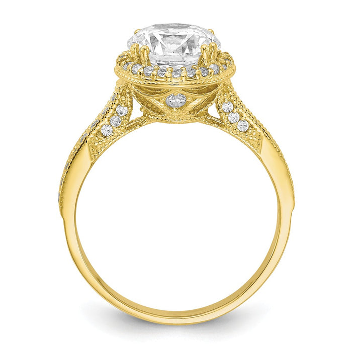 10k Yellow Gold Tiara Collection Polished CZ Ring, Size: 7