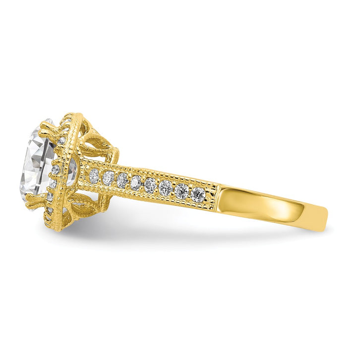 10k Yellow Gold Tiara Collection Polished CZ Ring, Size: 7