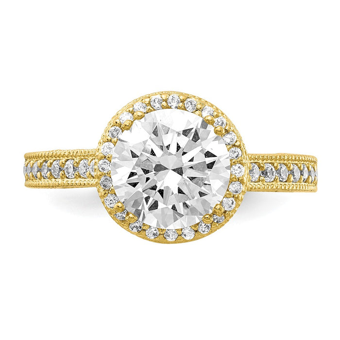 10k Yellow Gold Tiara Collection Polished CZ Ring, Size: 7