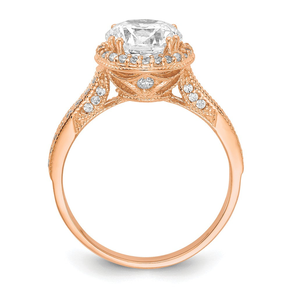 10K Tiara Collection Rose Gold Polished CZ Ring, Size: 7