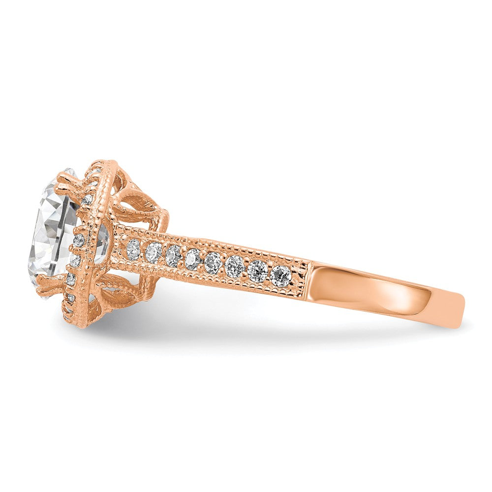 10K Tiara Collection Rose Gold Polished CZ Ring, Size: 7