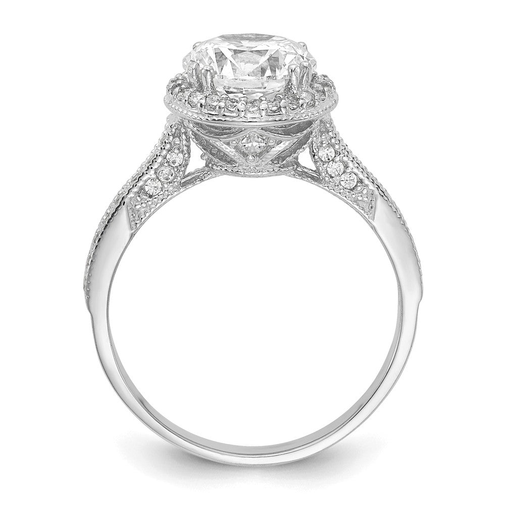 10K Tiara Collection White Gold Polished CZ Ring, Size: 7