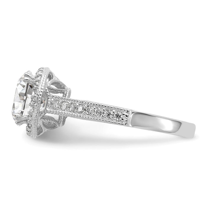 10K Tiara Collection White Gold Polished CZ Ring, Size: 7