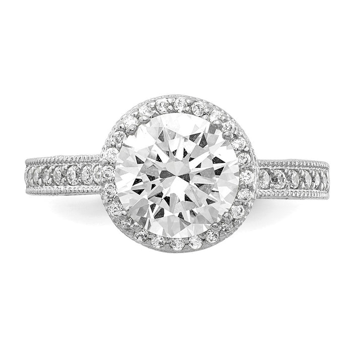 10K Tiara Collection White Gold Polished CZ Ring, Size: 7