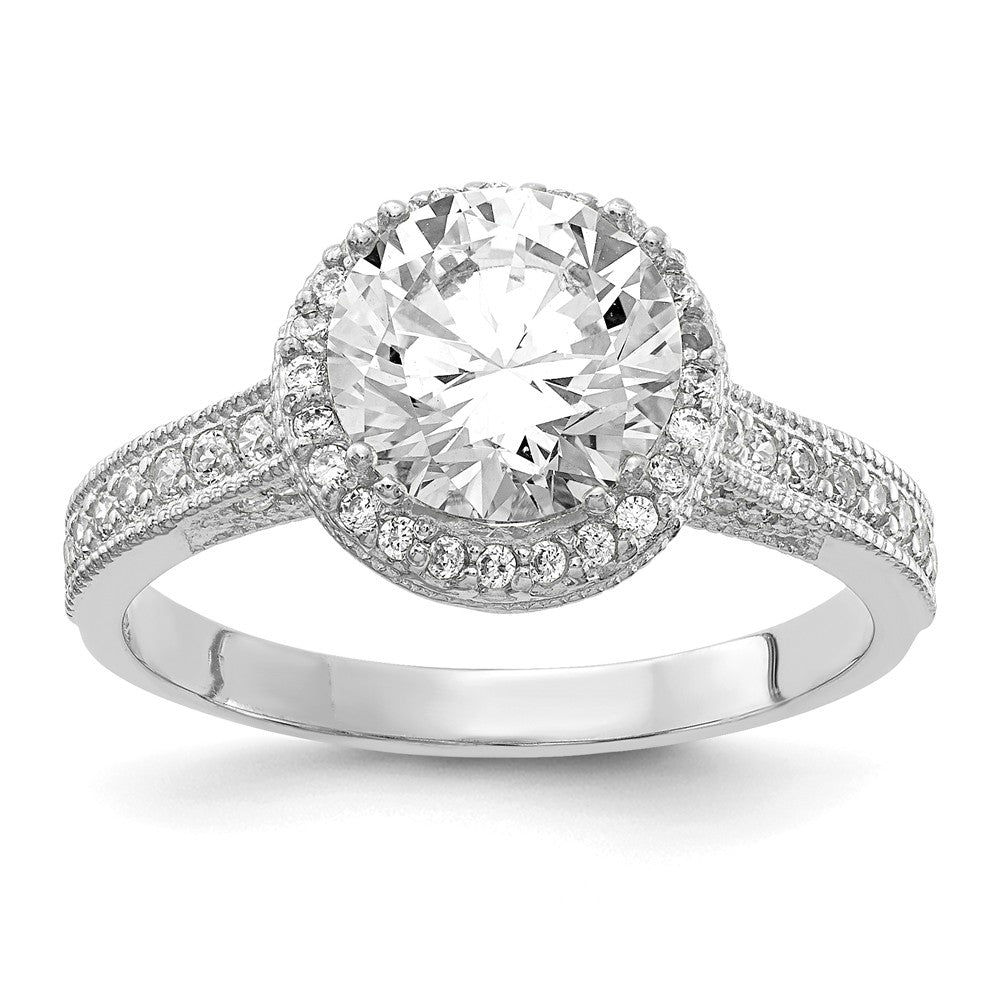10K Tiara Collection White Gold Polished CZ Ring, Size: 7