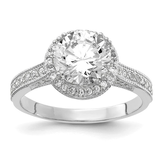 10K Tiara Collection White Gold Polished CZ Ring, Size: 7