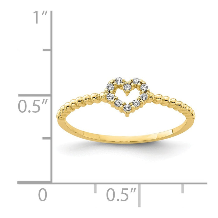 10k Yellow Gold Heart CZ Ring, Size: 7