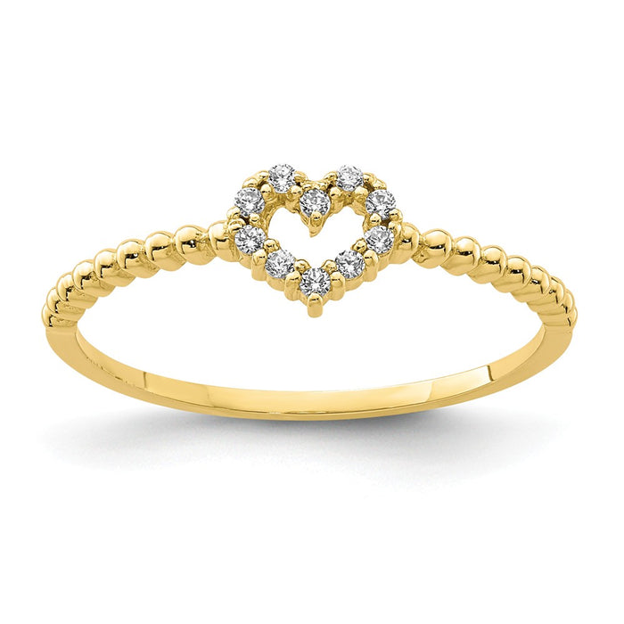 10k Yellow Gold Heart CZ Ring, Size: 7