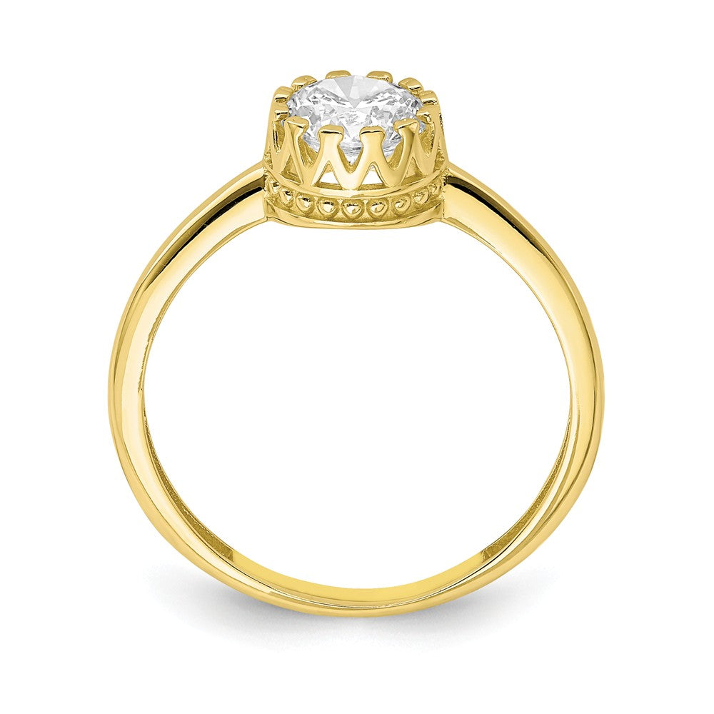 10k Yellow Gold Tiara Collection Polished CZ Ring, Size: 7