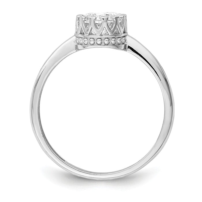 10k Tiara Collection White Gold Polished CZ Ring, Size: 7