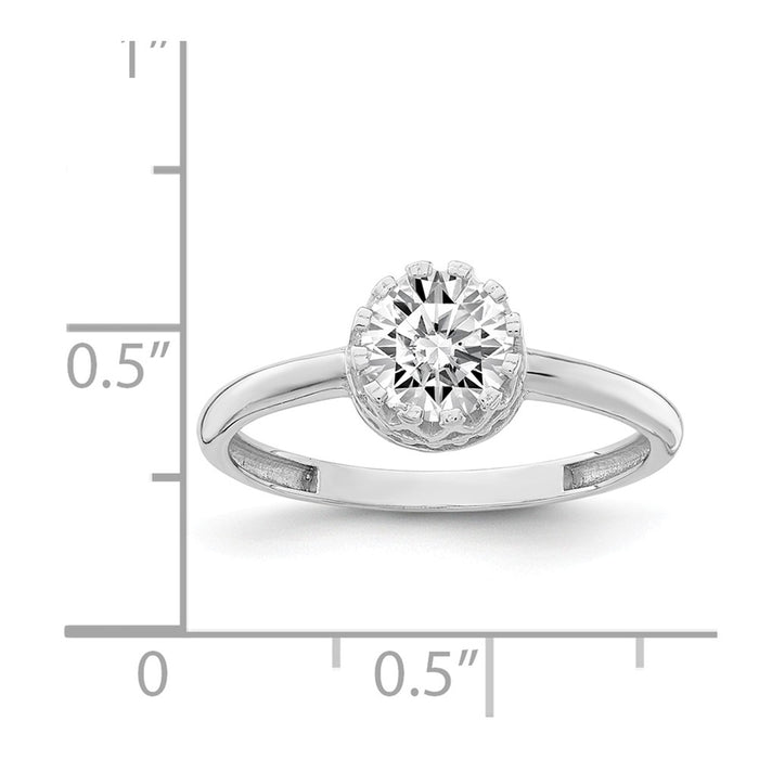 10k Tiara Collection White Gold Polished CZ Ring, Size: 7