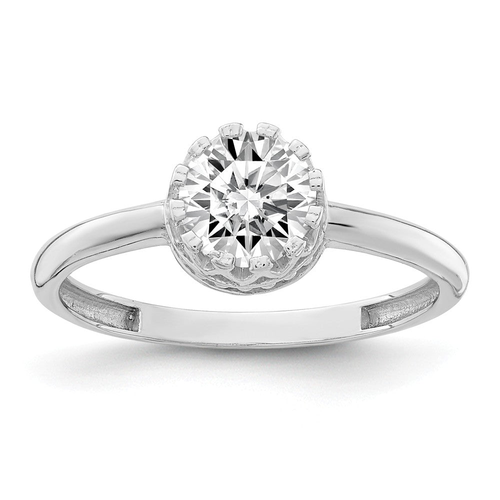 10k Tiara Collection White Gold Polished CZ Ring, Size: 7