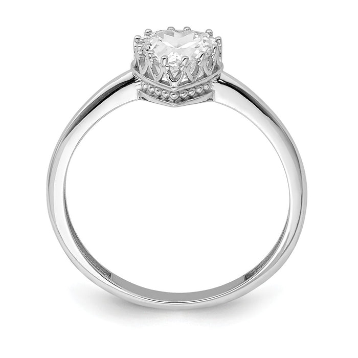 10k Tiara Collection White Gold Polished Heart CZ Ring, Size: 7