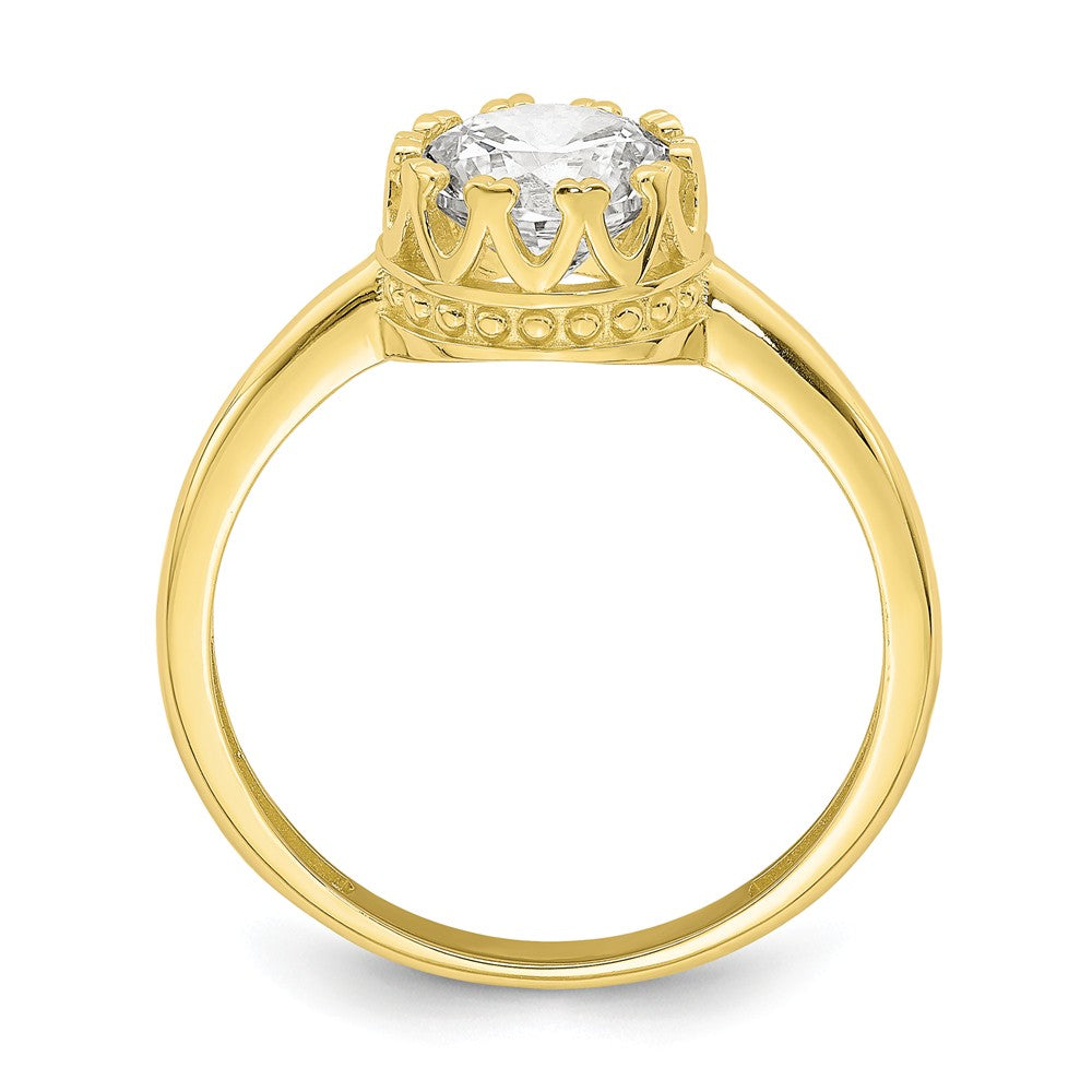 10k Yellow Gold Tiara Collection Polished CZ Ring, Size: 7