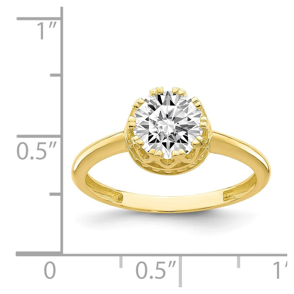 10k Yellow Gold Tiara Collection Polished CZ Ring, Size: 7