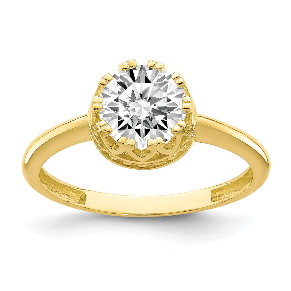 10k Yellow Gold Tiara Collection Polished CZ Ring, Size: 7