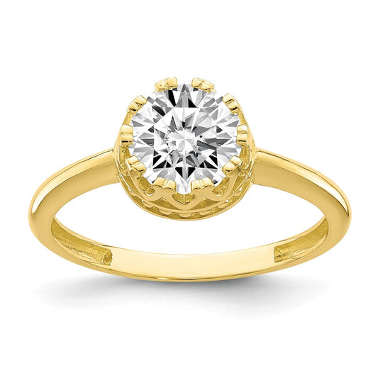 10k Yellow Gold Tiara Collection Polished CZ Ring, Size: 7