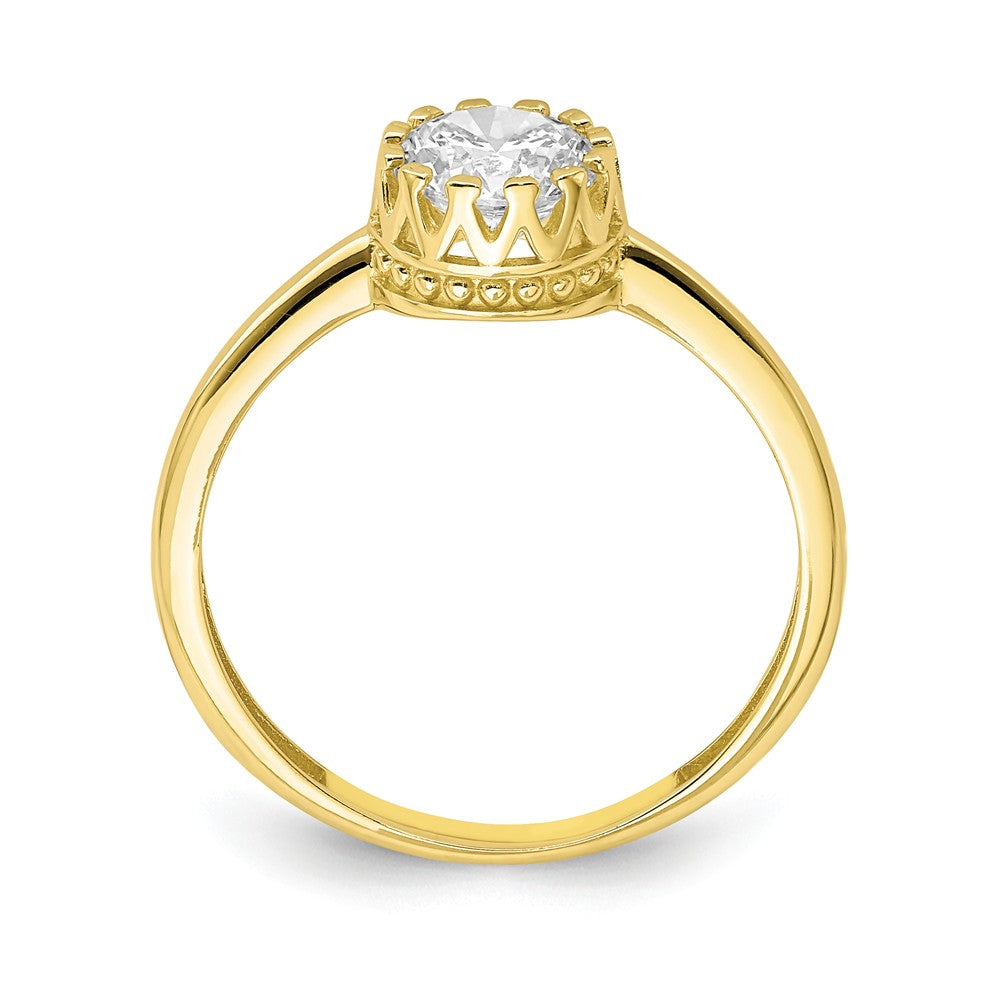 10k Yellow Gold Tiara Collection Polished Oval CZ Ring, Size: 7