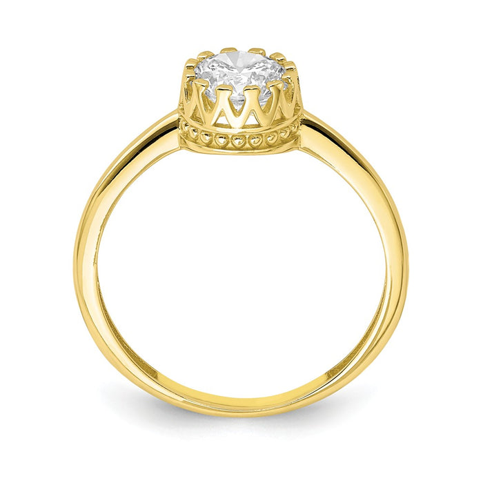 10k Yellow Gold Tiara Collection Polished Oval CZ Ring, Size: 7