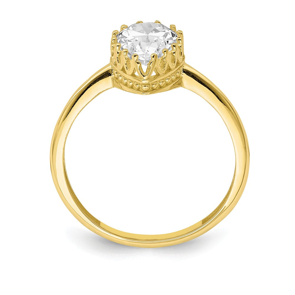 10k Yellow Gold Tiara Collection Polished Pear CZ Ring, Size: 7
