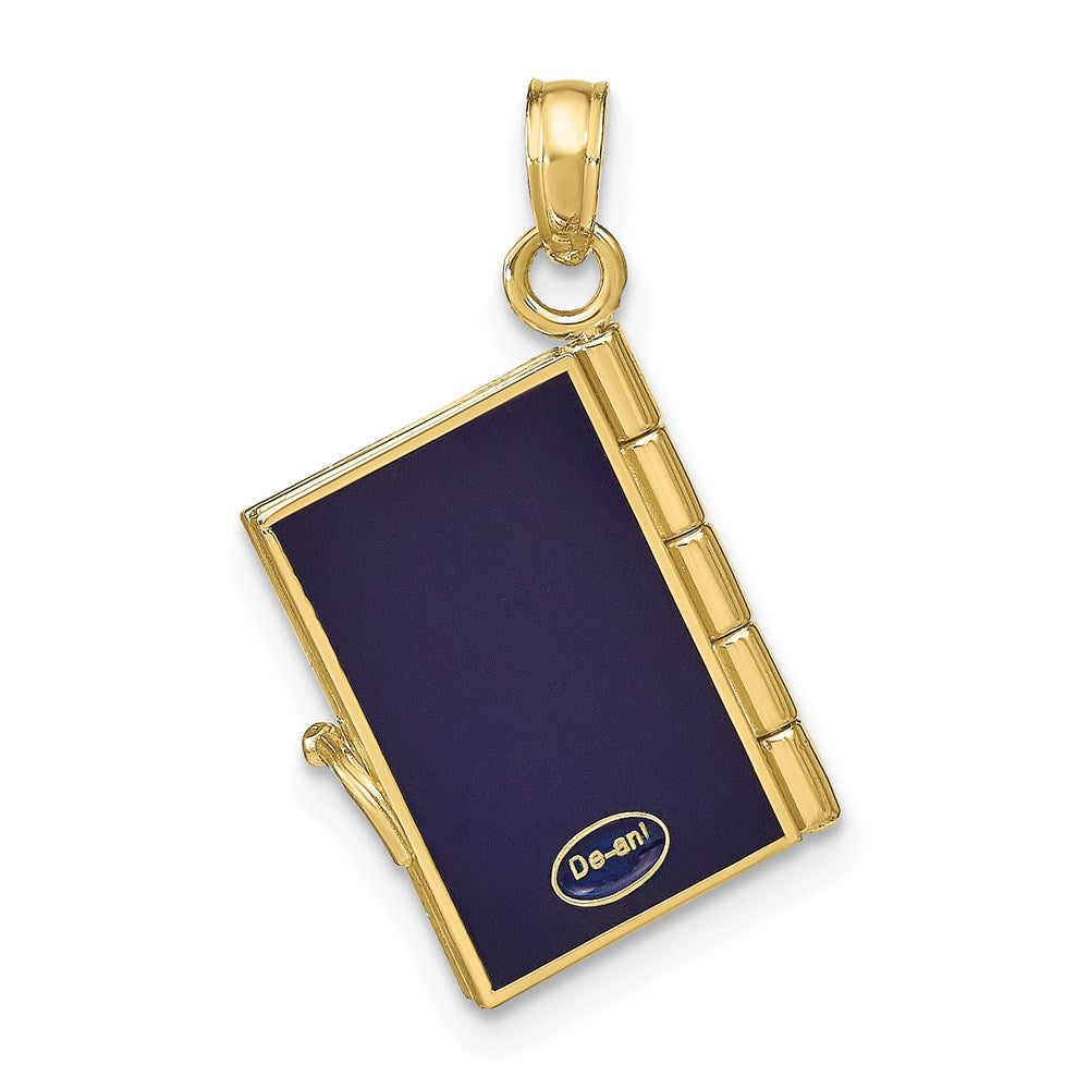 Million Charms 10K Yellow Gold Themed Enamel 3-D Passport Pendant
