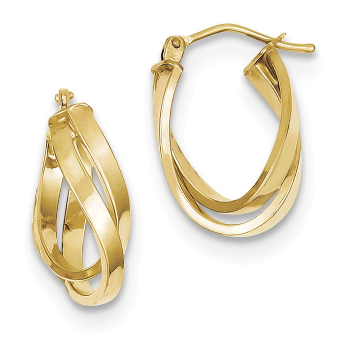 Million Charms 10k Yellow Gold Twisted Hoop Earrings, 18.28mm x 12mm