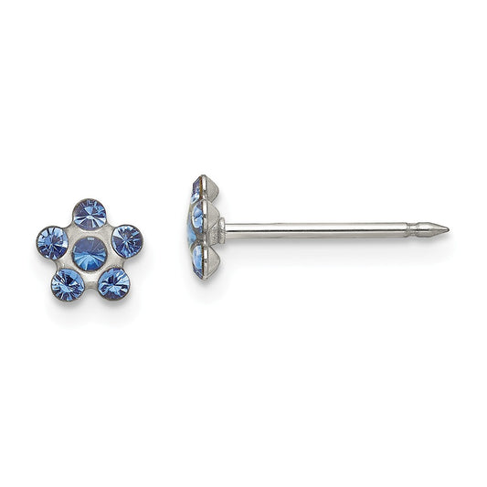 Inverness Stainless Steel Blue Crystal Post Earrings, 5mm x 5mm