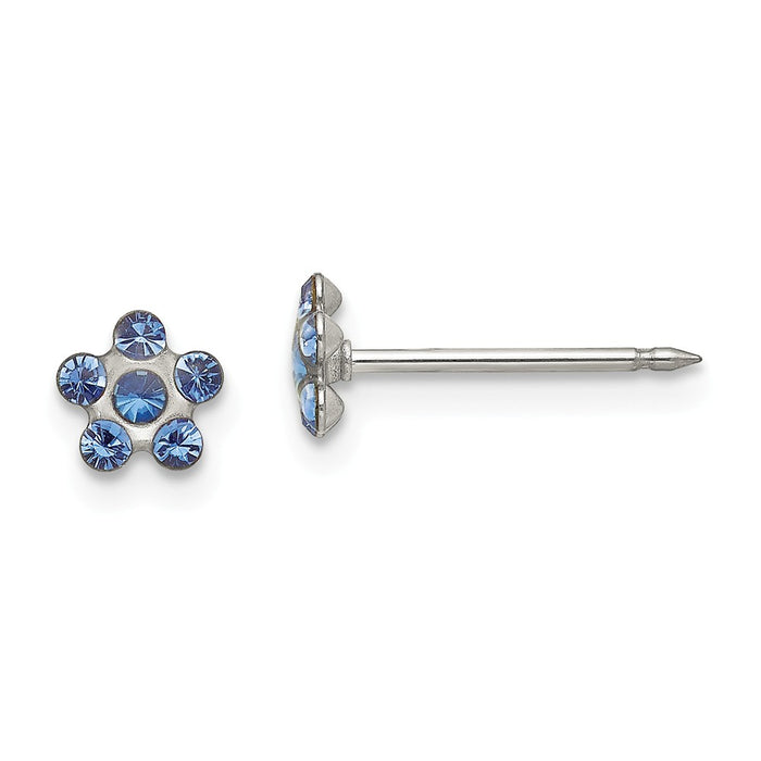Inverness Stainless Steel Blue Crystal Post Earrings, 5mm x 5mm
