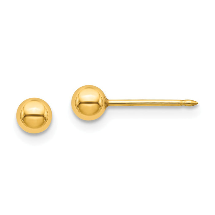 Inverness 24k Plated 4mm Ball Post Earrings, 4mm x 4mm