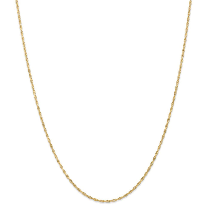 Million Charms 14k Yellow Gold, Necklace Chain, 1.55mm Carded Cable Rope Chain, Chain Length: 16 inches