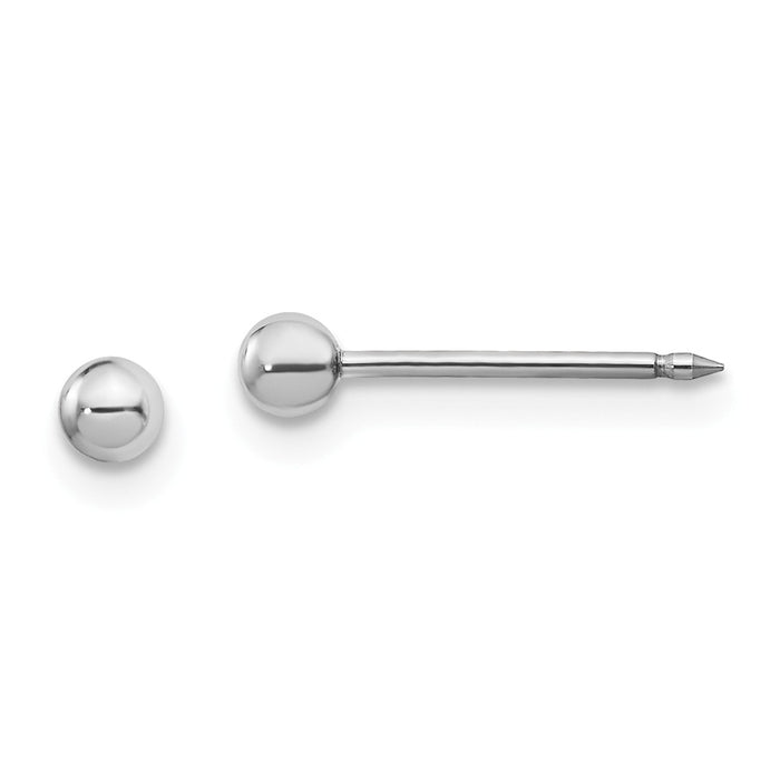 Inverness 14k Yellow Gold White Gold 3mm Ball Post Earrings, 3mm x 3mm