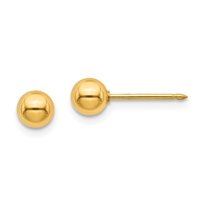 Inverness 24k Plated 5mm Ball Post Earrings, 5mm x 5mm
