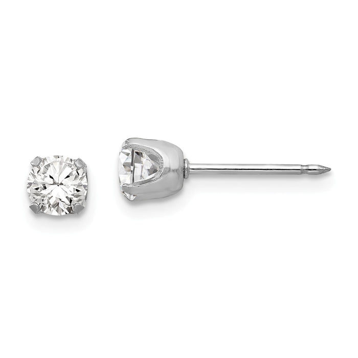 Inverness 14k White Gold 5mm Cubic Zirconia ( CZ ) Post Earrings, 5mm x 5mm