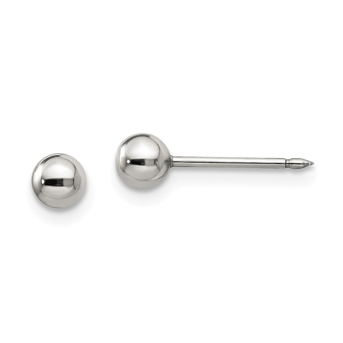 Inverness Stainless Steel Polished 4mm Ball Post Earrings, 4mm x 4mm