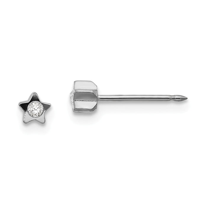 Inverness Stainless Steel Polished Crystal in Star Earrings, 4mm x 4mm