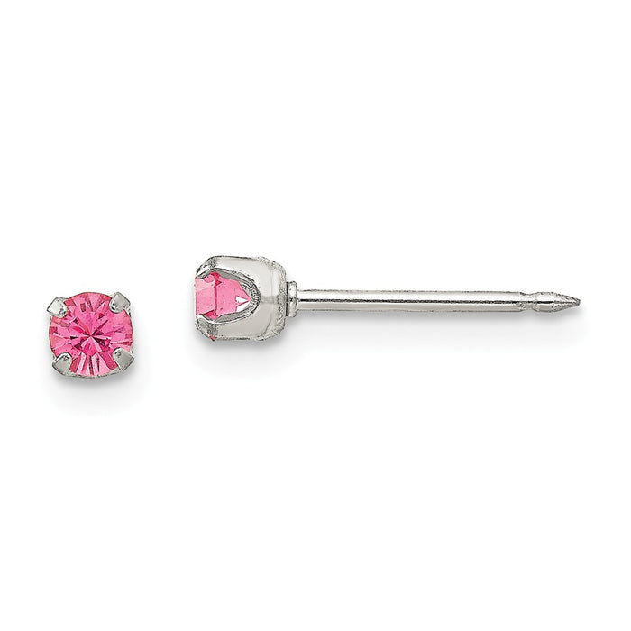 Inverness Stainless Steel 3mm Rose Crystal Earrings, 3mm x 3mm
