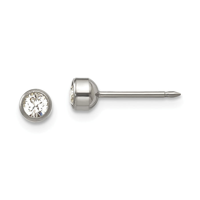 Inverness Titanium 4mm Bezel Crystal Earrings, 4mm x 4mm