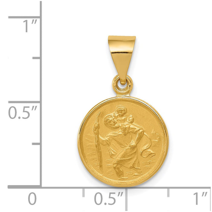 Million Charms 18K Yellow Gold Themed Religious Saint Christopher Medal Pendant