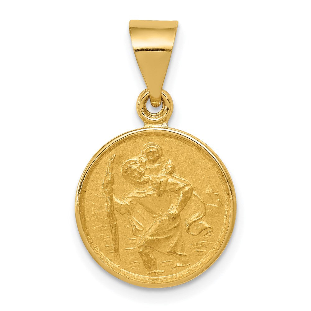 Million Charms 18K Yellow Gold Themed Religious Saint Christopher Medal Pendant
