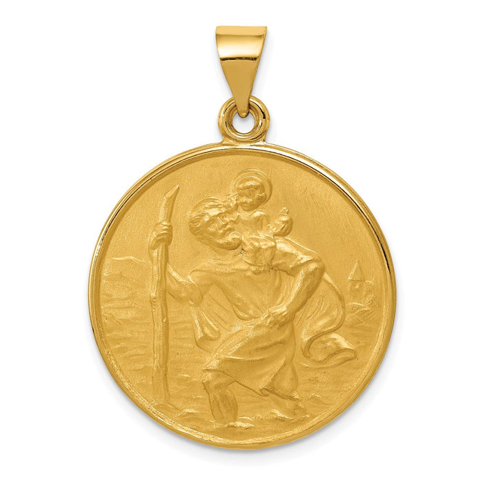 Million Charms 18K Yellow Gold Themed Religious Saint Christopher Medal Pendant
