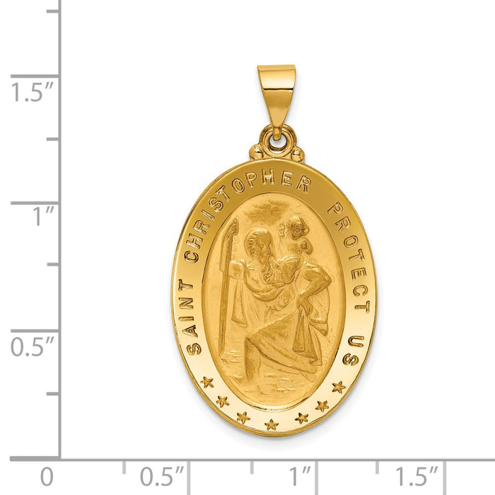 Million Charms 18K Yellow Gold Themed Religious Saint Christopher Medal Pendant