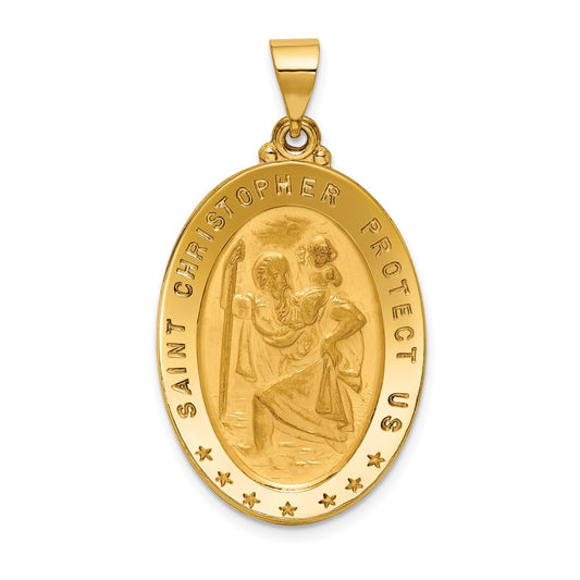 Million Charms 18K Yellow Gold Themed Religious Saint Christopher Medal Pendant