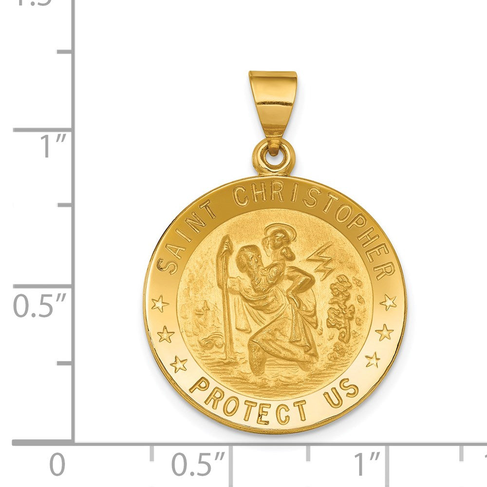 Million Charms 18K Yellow Gold Themed Religious Saint Christopher Medal Pendant