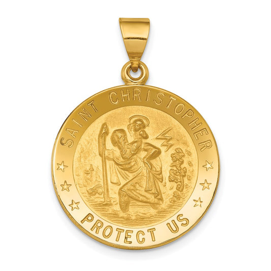 Million Charms 18K Yellow Gold Themed Religious Saint Christopher Medal Pendant