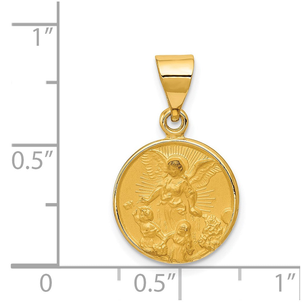 Million Charms 18K Yellow Gold Themed Guardian Angel Medal Pendant